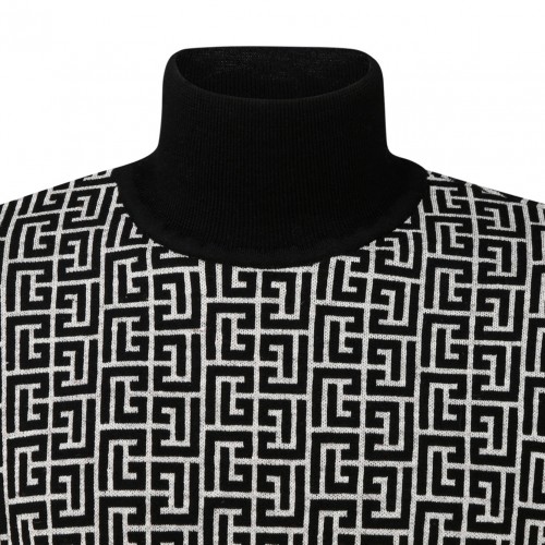 Navy Blue and Off White Monogram Print Jumper