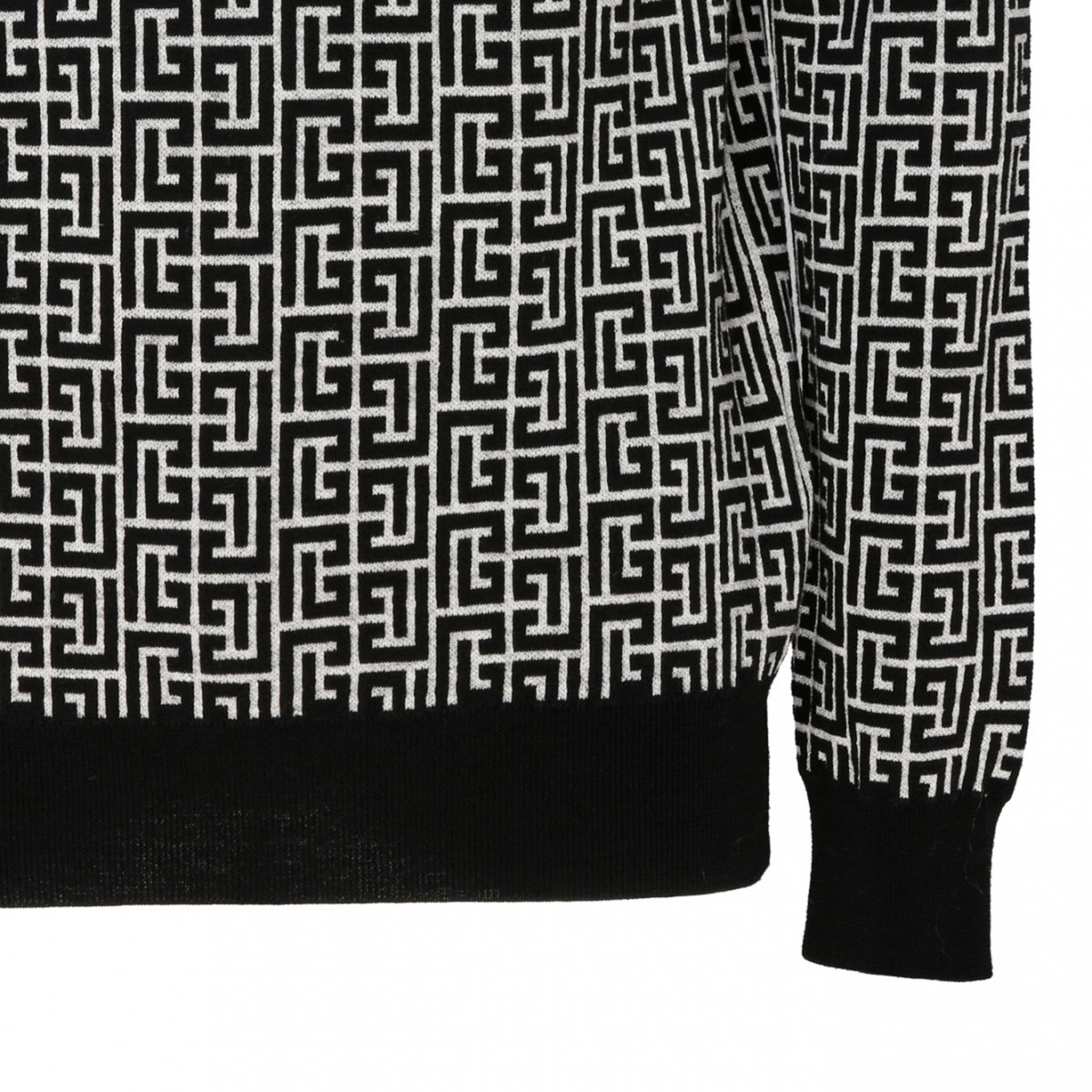 Navy Blue and Off White Monogram Print Jumper