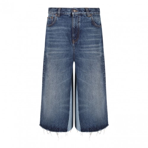 Blue Patchwork Denim Shorts