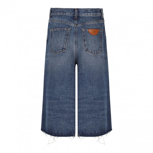 Blue Patchwork Denim Shorts