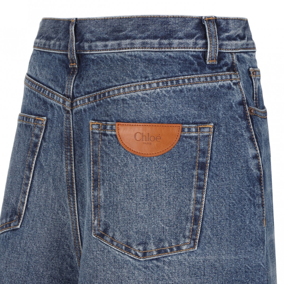 Blue Patchwork Denim Shorts