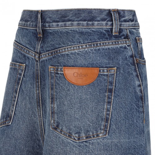 Blue Patchwork Denim Shorts