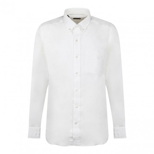 White Long Sleeves Lyocell Shirt
