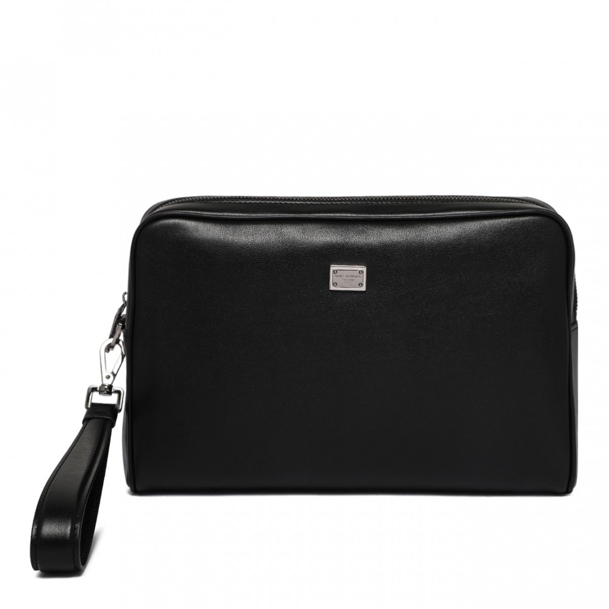 Black Logo Plaque Clutch Bag