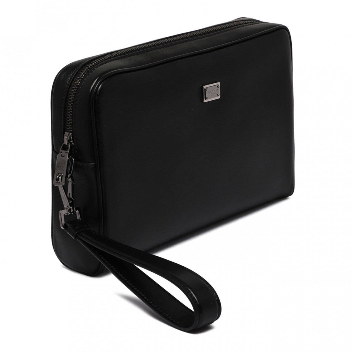Black Logo Plaque Clutch Bag