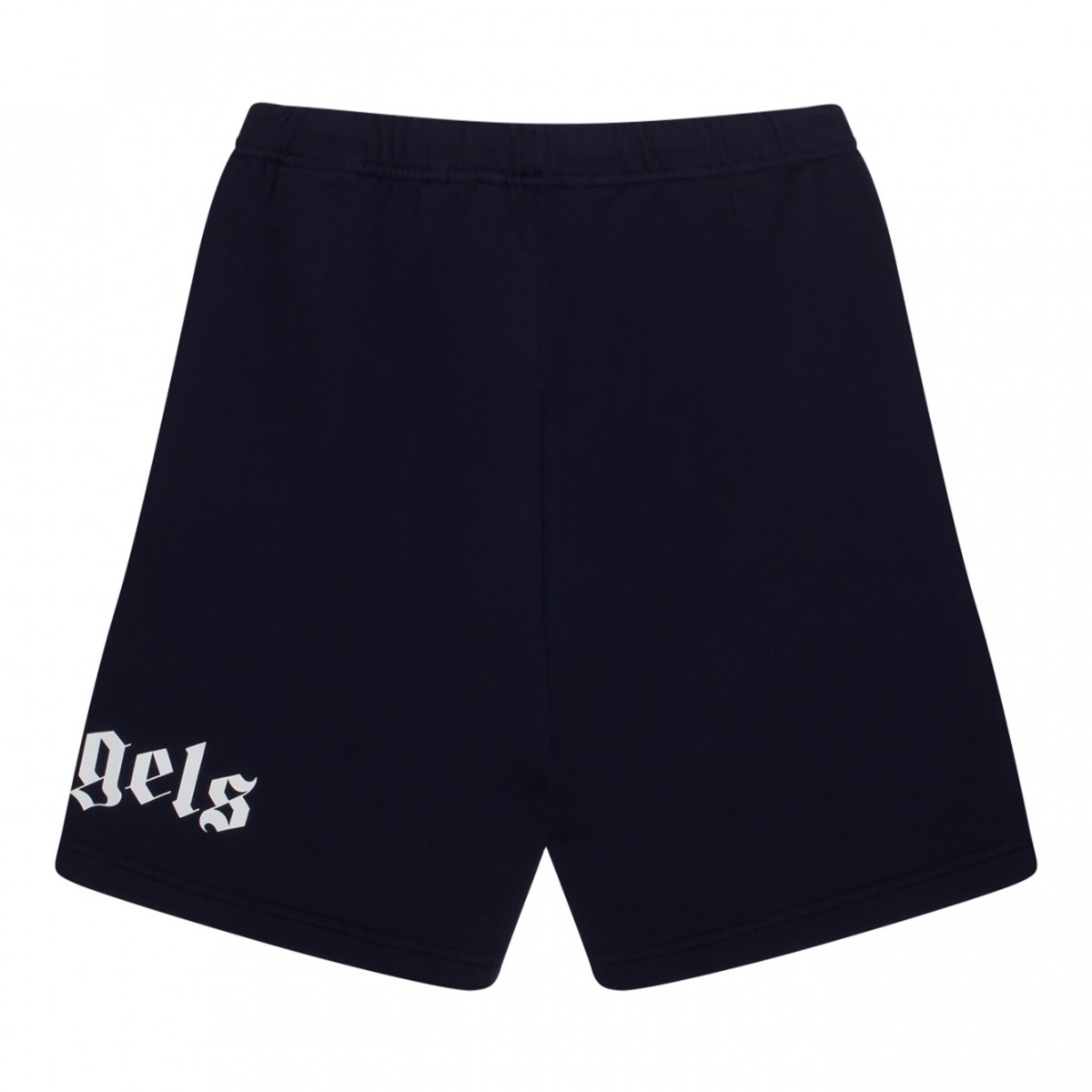 Navy Blue Cotton Logo Print Shorts