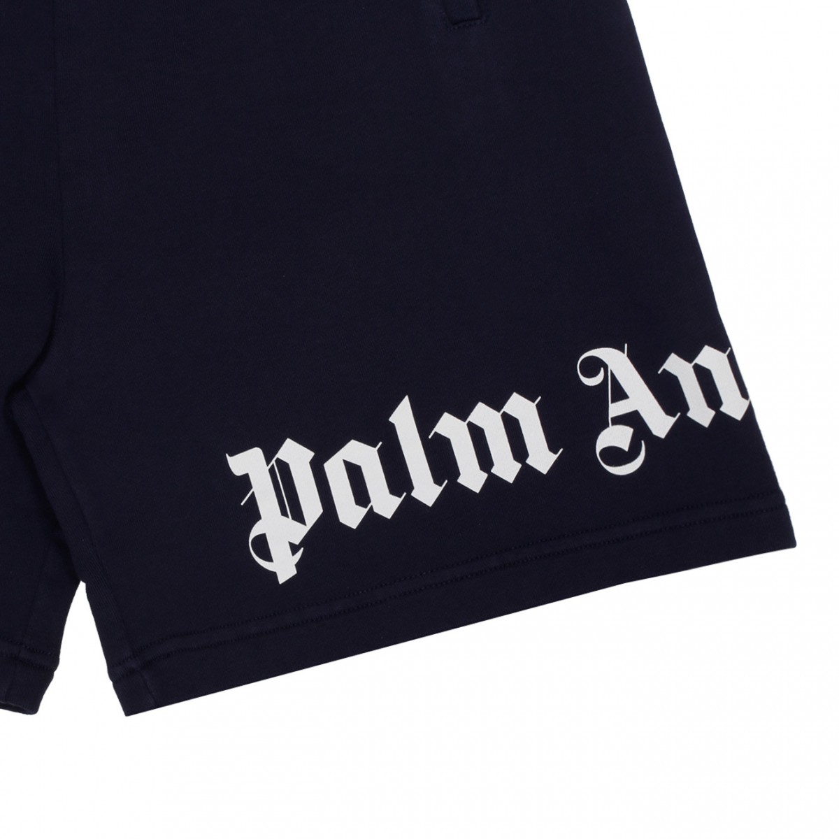 Navy Blue Cotton Logo Print Shorts