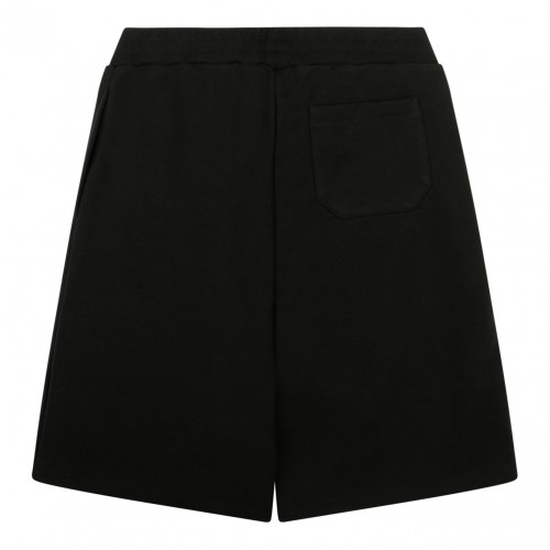 Black and White Cotton Logo-Print Bermuda Shorts
