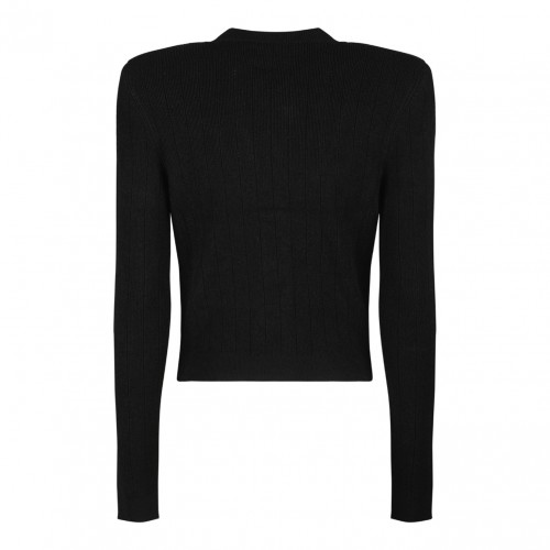 Black Pointelle Knit Cardigan