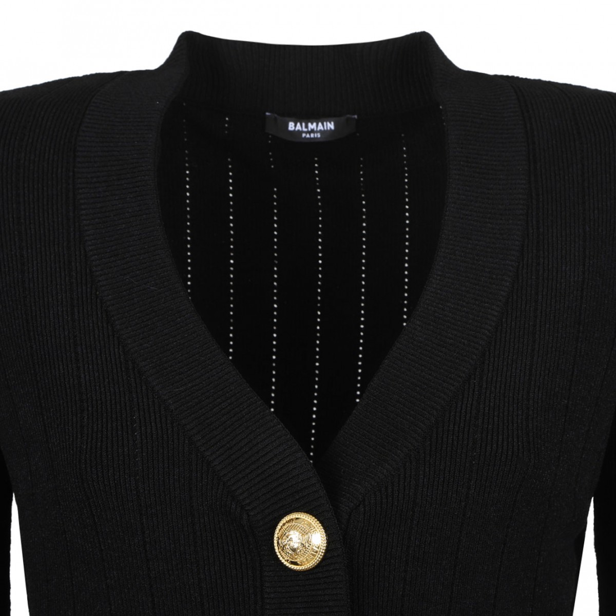 Black Pointelle Knit Cardigan