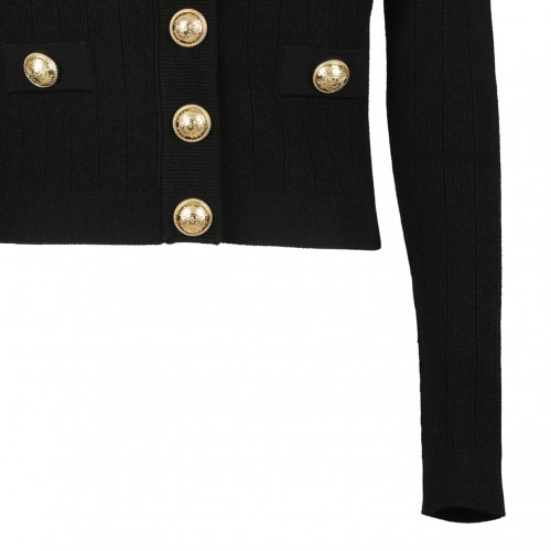 Black Pointelle Knit Cardigan