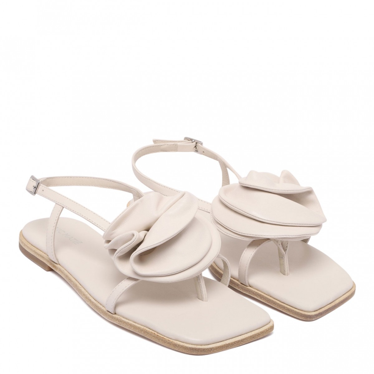 Off White Floral Applique Sandals