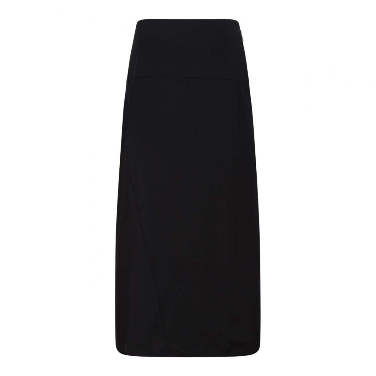 Black Off-Centre Zip-Fastening Midi Skirt