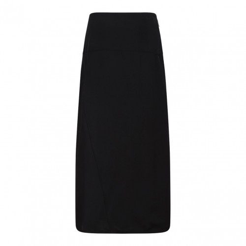 Black Off-Centre Zip-Fastening Midi Skirt