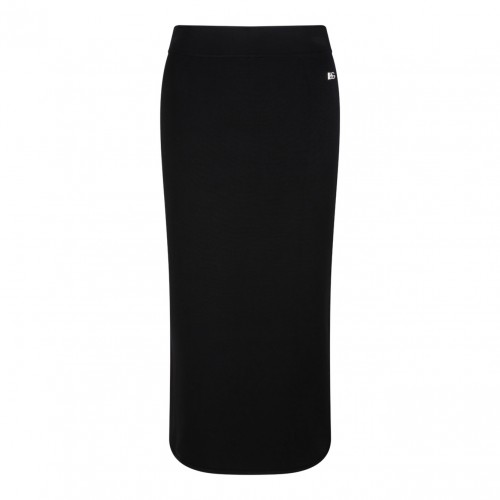 Black Stretch Viscose Knit Pencil Skirt With DG Logo