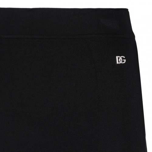 Black Stretch Viscose Knit Pencil Skirt With DG Logo