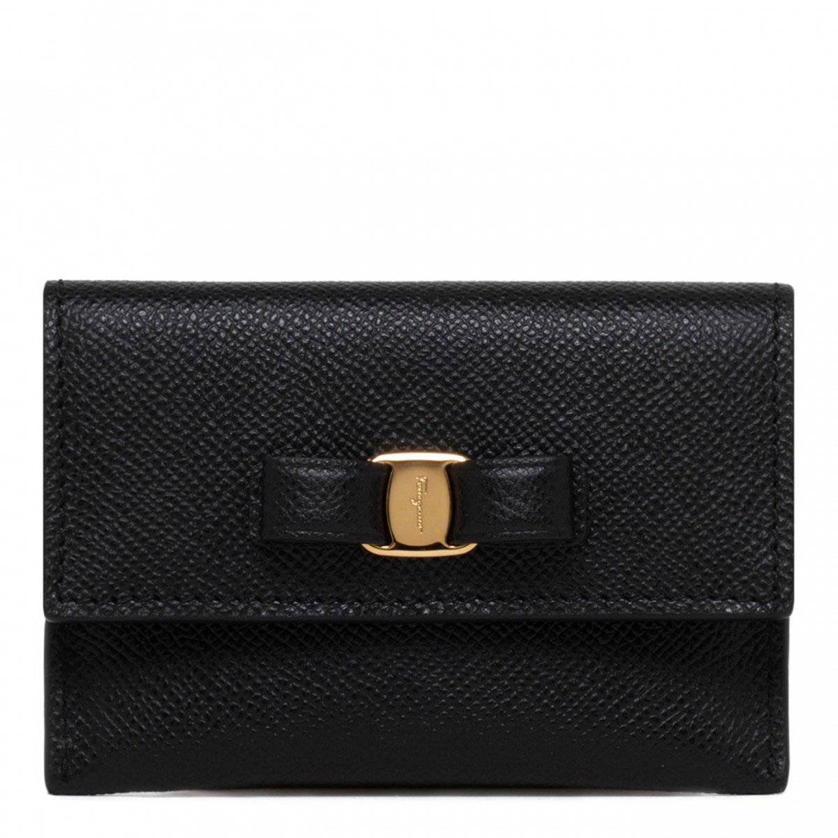 Black Leather Vara Bow Card Holder
