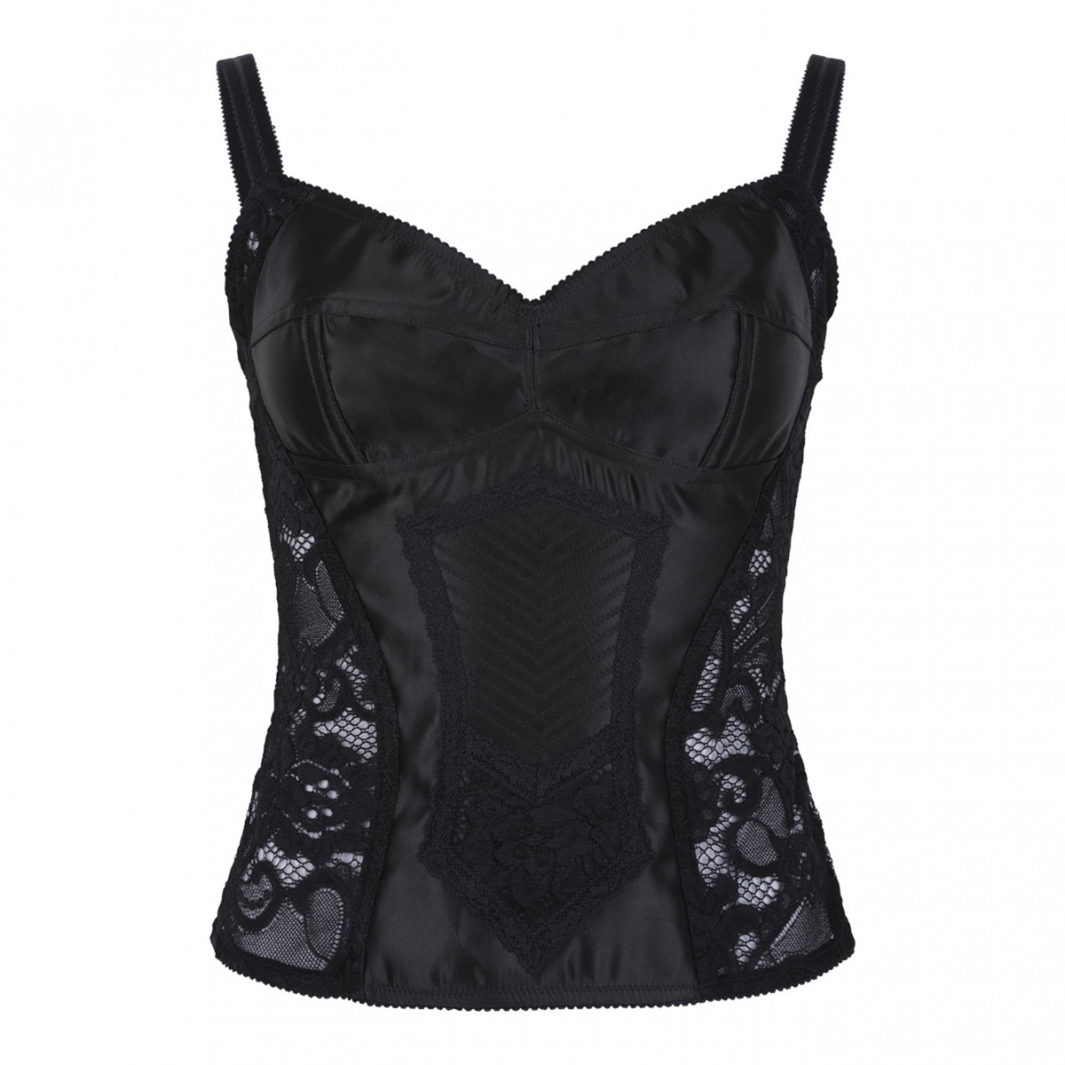 Black Corset Lace and Satin Top