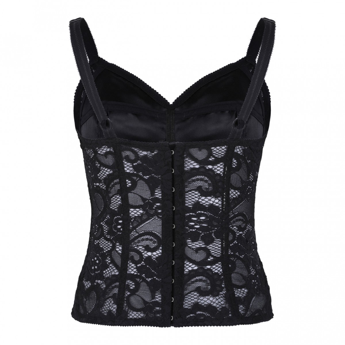 Black Corset Lace and Satin Top