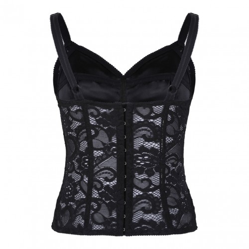 Black Corset Lace and Satin Top