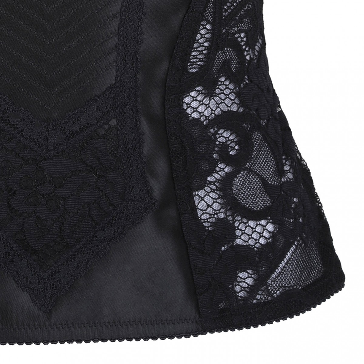 Black Corset Lace and Satin Top