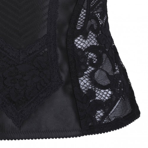 Black Corset Lace and Satin Top