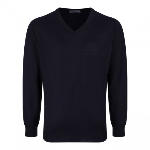 Navy Blue Fine-Knit Sweater