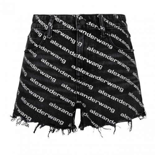 Black All Over Logo Print Shorts