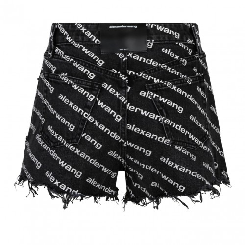Black All Over Logo Print Shorts