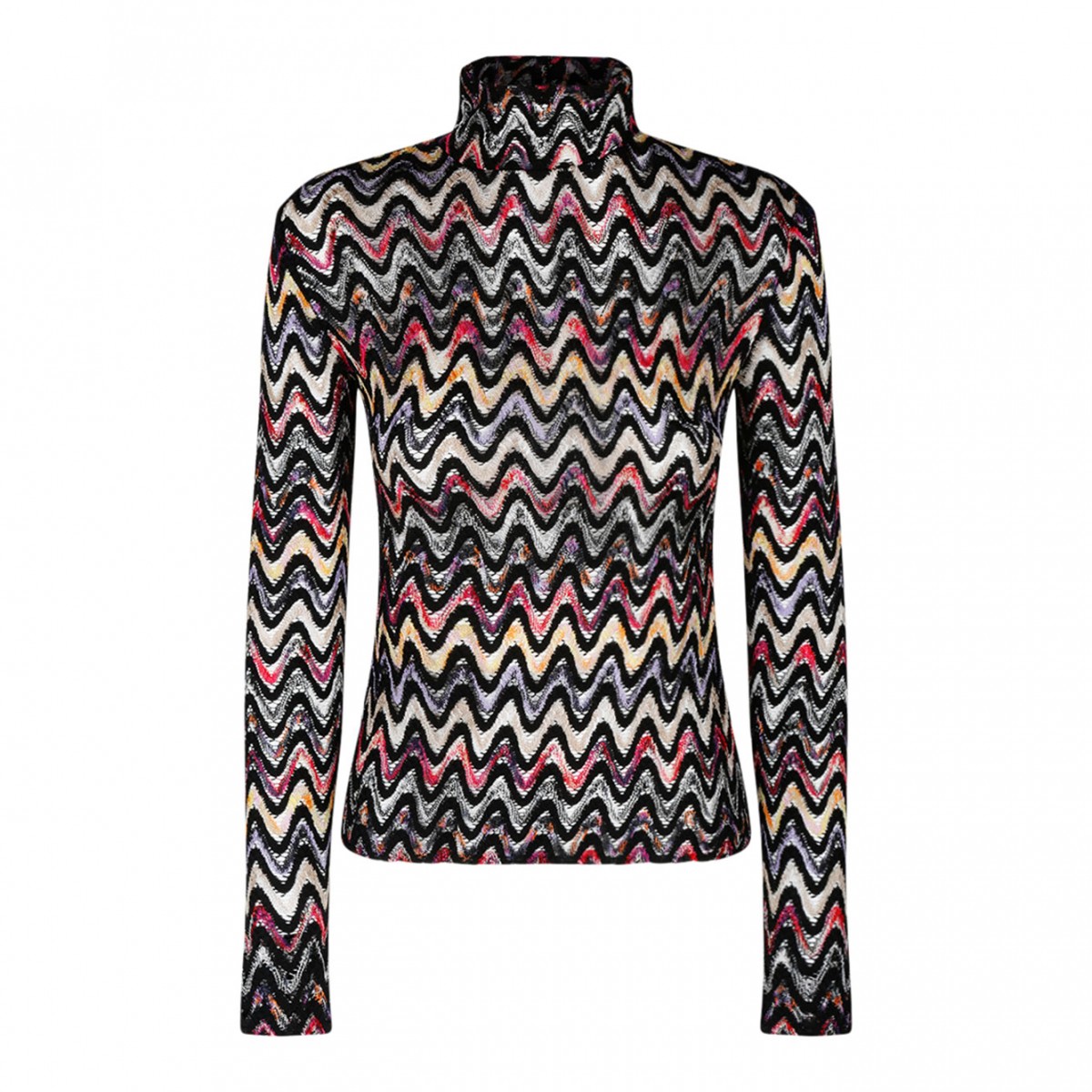 Black and Multicolour Wool Blend Top