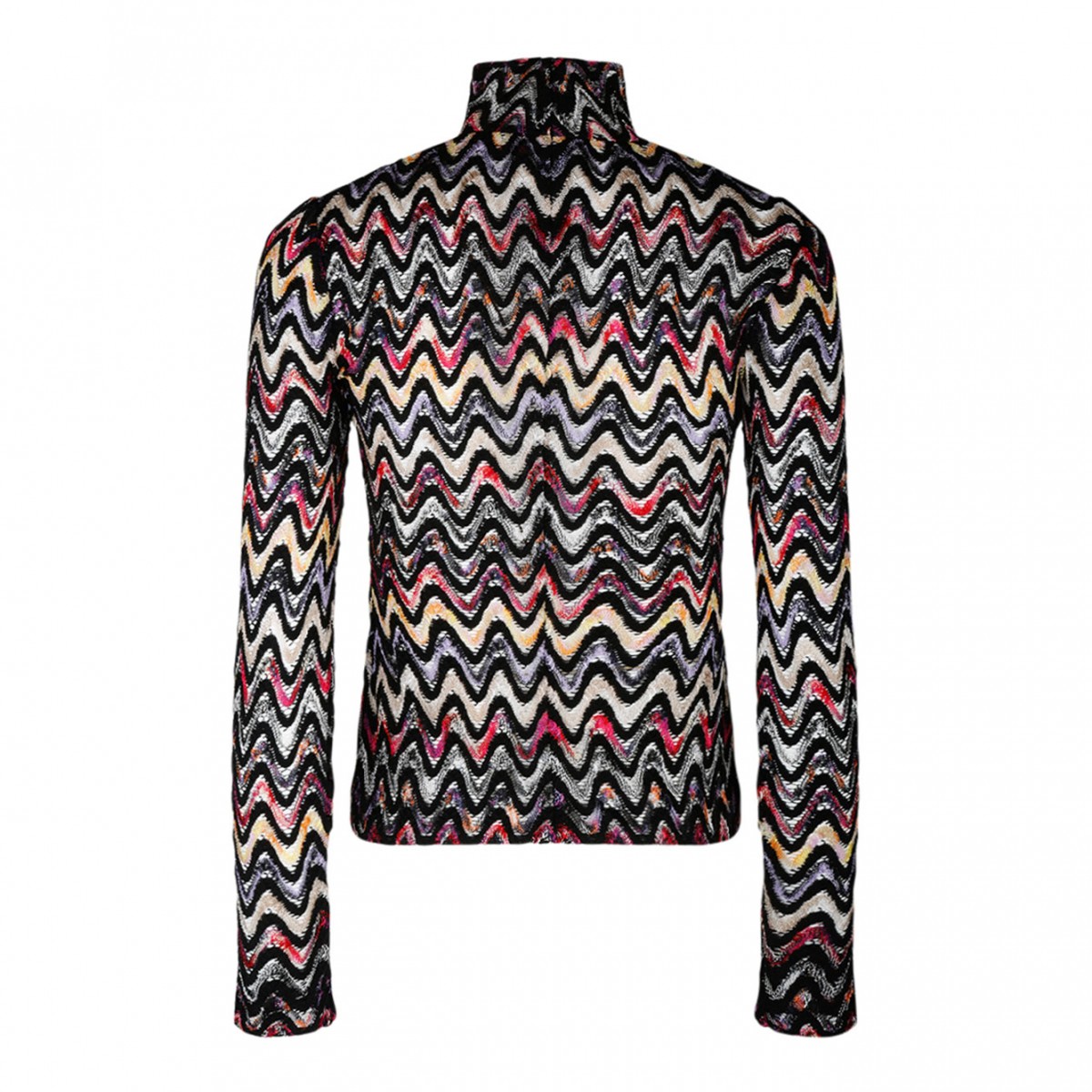 Black and Multicolour Wool Blend Top