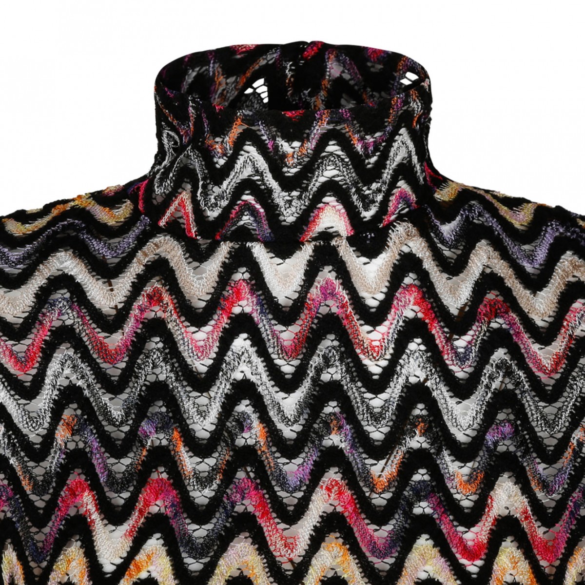 Black and Multicolour Wool Blend Top