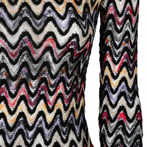 Black and Multicolour Wool Blend Top