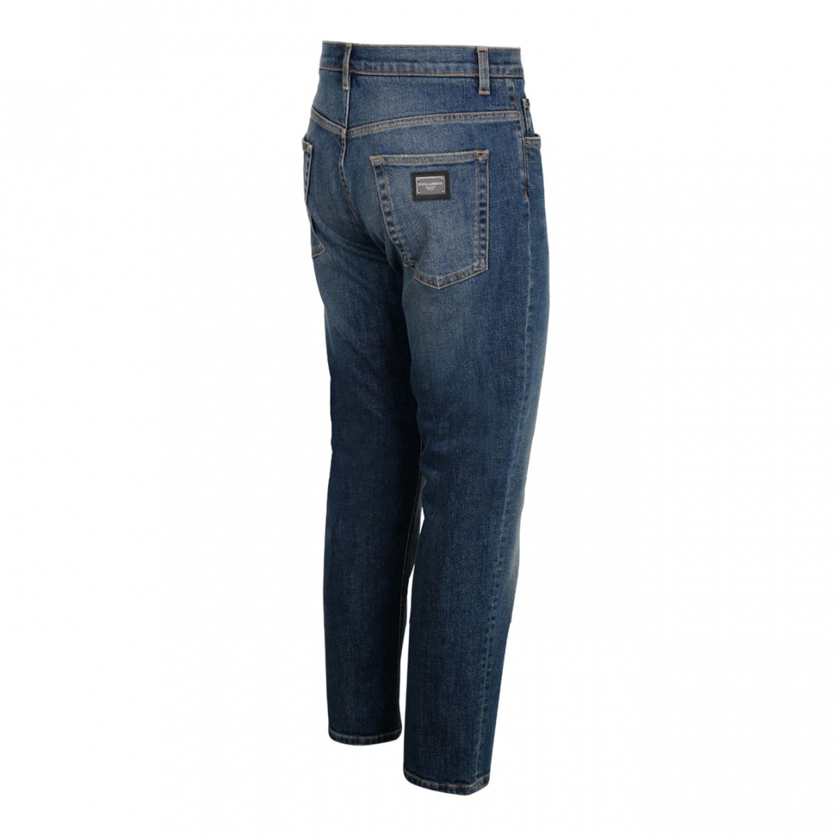 Distressed Blue Cotton Loose Fit Jeans