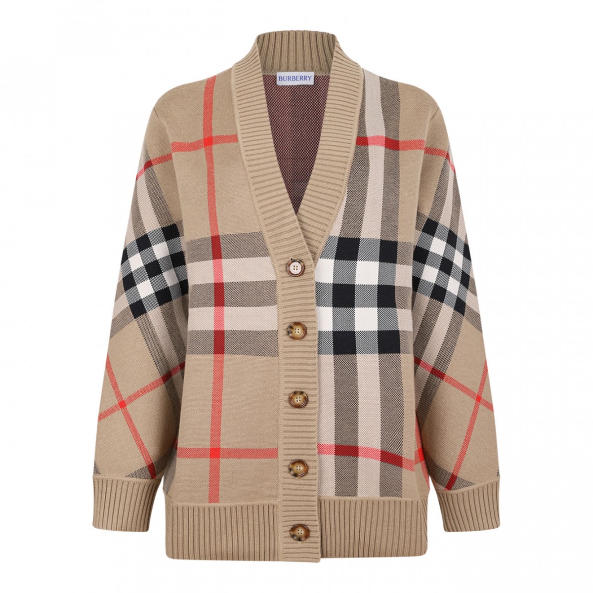 Archive Beige Vintage Check V-neck Cardigan