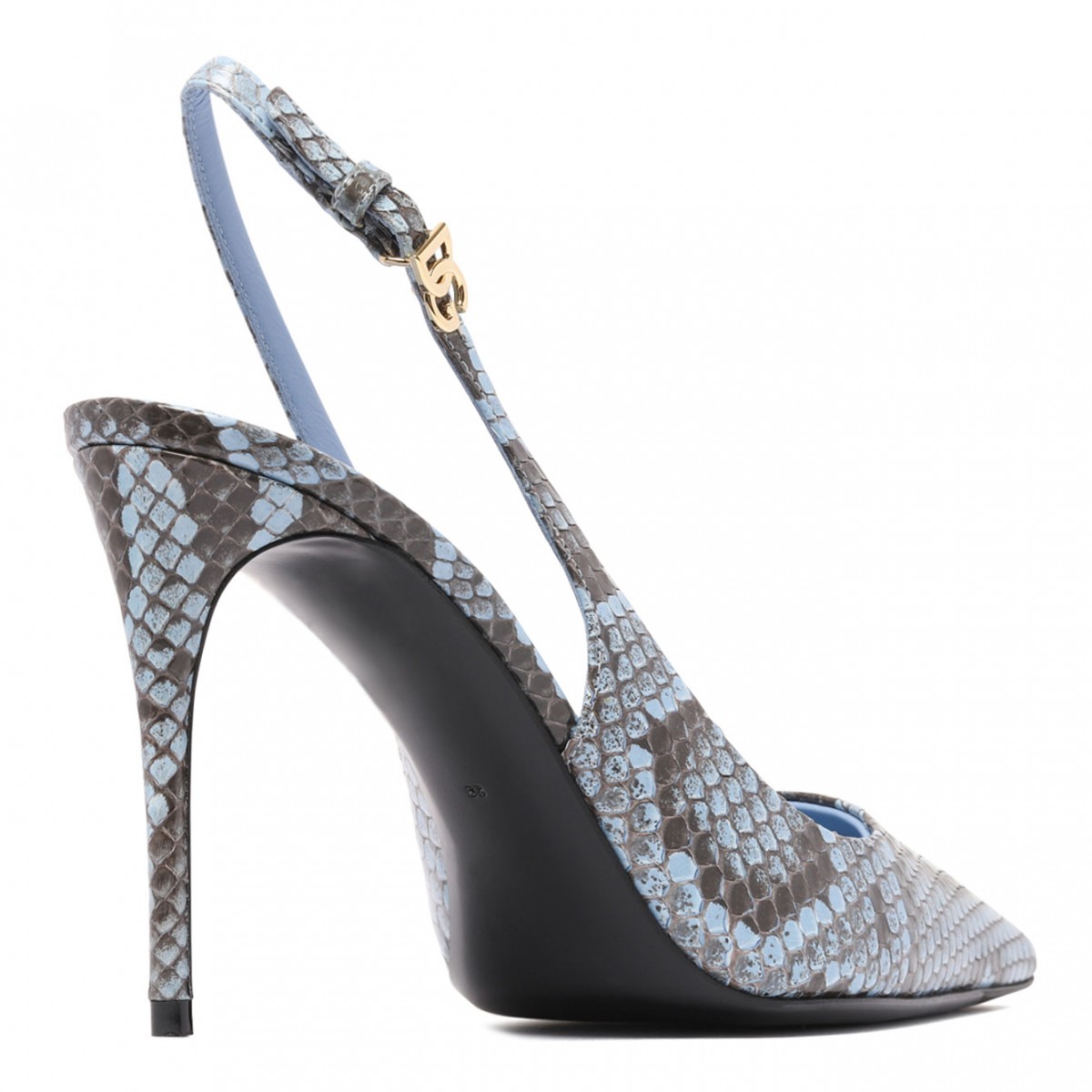 Light Blue Python Slingback