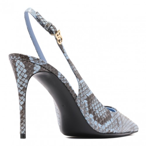 Light Blue Python Slingback