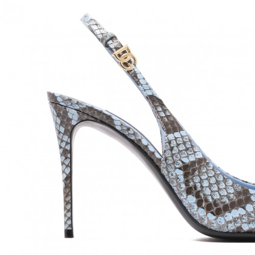 Light Blue Python Slingback