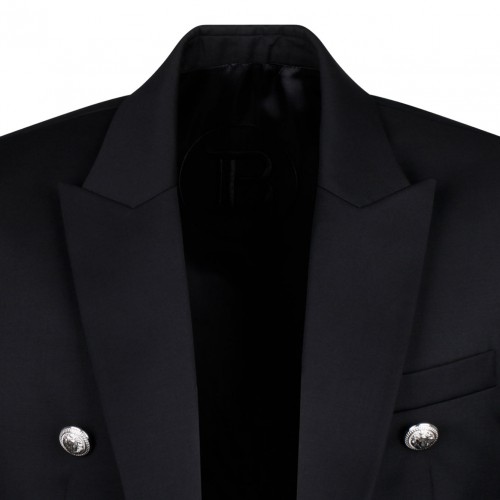 Black Embossed Buttons Blazer