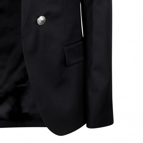 Black Embossed Buttons Blazer