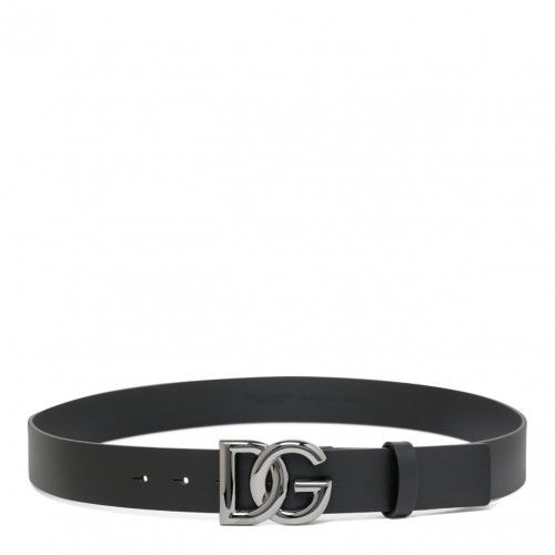 Black Calf Leather DG Logo Buckle Belt