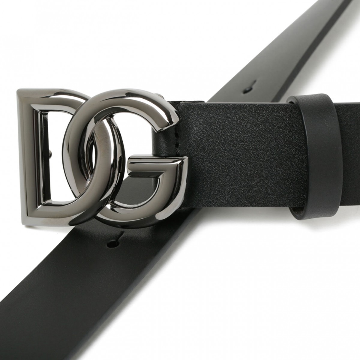 Black Calf Leather DG Logo Buckle Belt