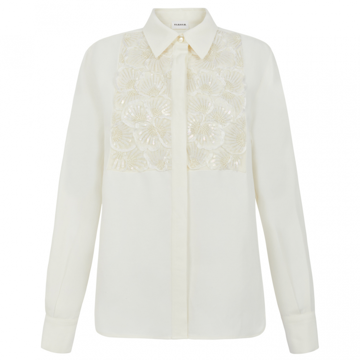 Cream Floral Decoration Shirt