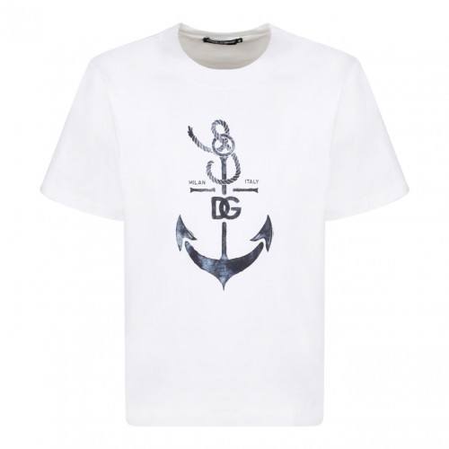 White Cotton T-Shirt With Print