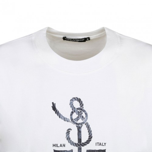 White Cotton T-Shirt With Print