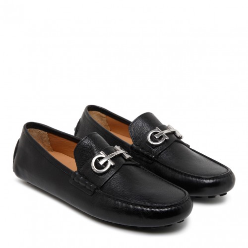 Black Calf Leather Gancini Detail Driver Shoes 2