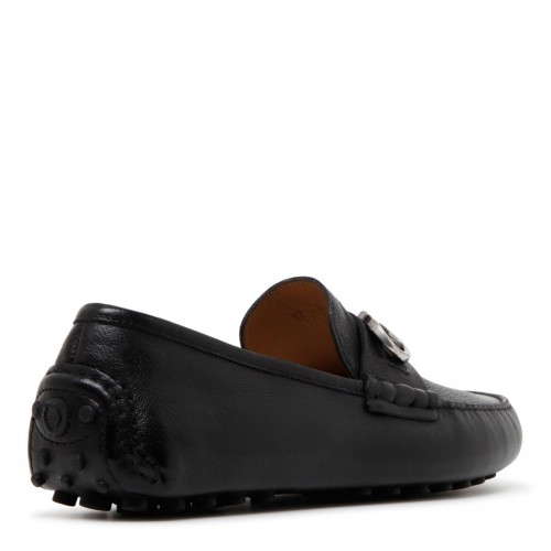 Black Calf Leather Gancini Detail Driver Shoes
