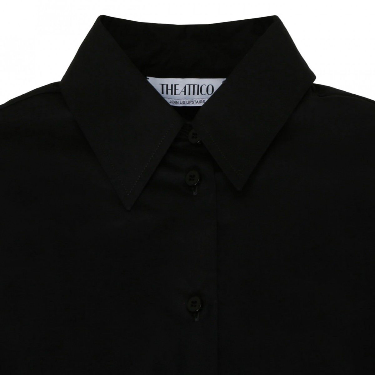 Black Asymmetric Hem Cotton Shirt Dress