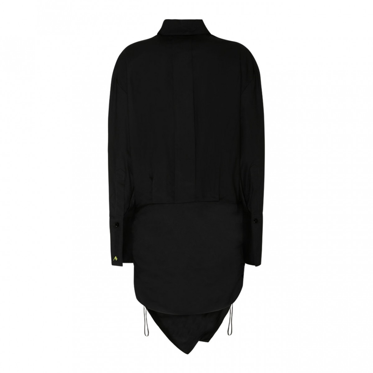 Black Asymmetric Hem Cotton Shirt Dress