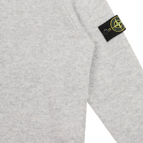 Melange Grey Compass-Patch Jumper